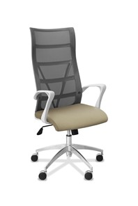 Кресло для руководителя Топ X белый каркас, сетка/ткань TW / серая/светло-серая в Нальчике