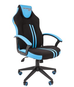 Кресло игровое CHAIRMAN GAME 26  Экокожа - Ткань стандарт. Черный/голубой в Нальчике