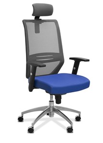 Кресло в офис Aero с подголовником, сетка/ткань TW / черная/ синяя в Нальчике