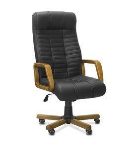 Офисное кресло Атлант W, экокожа премиум / черная CN1114/ дерево - орех в Нальчике