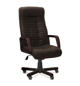 Кресло для руководителя Атлант W, экокожа премиум / тёмно-коричневая CN1113/ дерево - венге в Нальчике