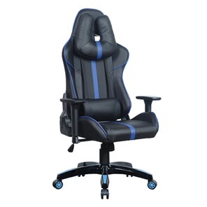 Кресло компьютерное BRABIX "GT Carbon GM-120", две подушки, экокожа, черное/синее, 531930 в Нальчике