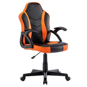 Кресло офисное BRABIX "Shark GM-203", экокожа, черное/оранжевое, 532513 в Нальчике