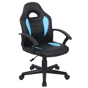 Кресло компьютерное BRABIX "Spark GM-201", экокожа, черное/голубое, 532505 в Нальчике