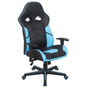 Кресло офисное BRABIX "Storm GM-006", регулируемые подлокотники, экокожа, черное/голубое, 532501 в Нальчике