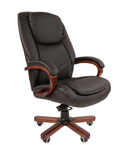 Кресло компьютерное CHAIRMAN 408 кожа черная в Нальчике
