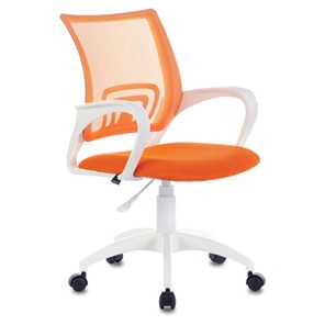 Офисное кресло Brabix Fly MG-396W (с подлокотниками, пластик белый, сетка, оранжевое) 532401 в Нальчике