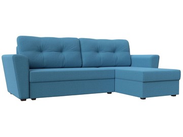 Угловой диван с оттоманкой Амстердам Лайт, Амур голубой (рогожка) в Нальчике