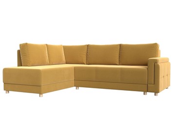 Угловой раскладной диван Лига-024, Желтый (Микровельвет) в Нальчике