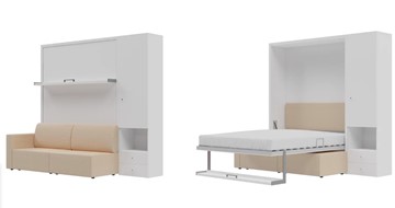 Шкаф-кровать Кровать-трансформер Smart (КД 1400+ШП), шкаф правый, левый подлокотник в Нальчике