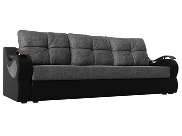 Прямой диван Меркурий еврокнижка, Серый/черный (рогожка/экокожа) в Нальчике