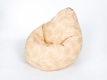 Кресло-мешок Груша среднее, жаккард, бежевые листья в Нальчике