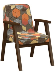 Мягкое кресло Ретро ткань геометрия коричневый, каркас орех в Нальчике