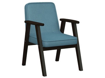 Кресло мягкое Ретро ткань голубой, каркас венге в Нальчике