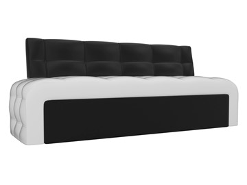 Кухонный прямой диван Люксор, Белый/Черный (экокожа) в Нальчике