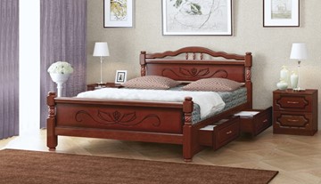 Кровать с выкатными ящиками Карина-5 (Орех) 140х200 в Нальчике