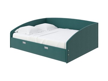Двуспальная кровать Bono 160х200, Велюр (Forest 560 Морская волна) в Нальчике