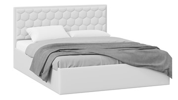 Двуспальная кровать с подъемным механизмом Порто (Экокожа белая Polo) без заглушины в Нальчике
