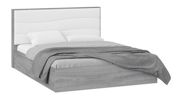Мягкая кровать Миранда тип 1 (Дуб Гамильтон/Белый глянец) в Нальчике
