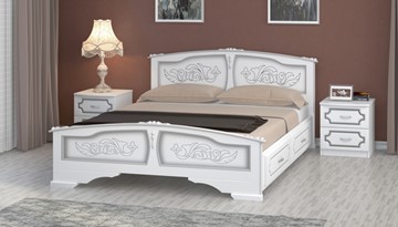 Кровать с выкатными ящиками Елена (Белый Жемчуг) 160х200 в Нальчике
