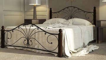 Кровать 2-спальная Фортуна 1, 1600, черный/шоколад в Нальчике