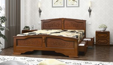Кровать с выкатными ящиками Елена (Орех) 140х200 в Нальчике