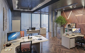 Комплект офисной мебели Wave 3, 3 рабочих места и шкафы в Нальчике
