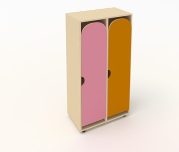 Детский 2-дверный шкаф ШГ2 Беж+Оранжевый+Розовый в Нальчике