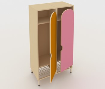 Детский двухдверный шкаф ШГС2 Беж + Розовый+Оражневый в Нальчике