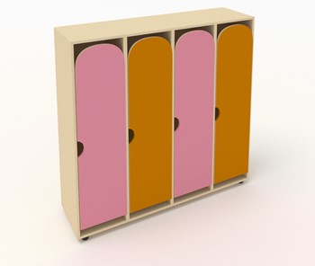 Распашной детский шкаф ШГ4У Беж+Оранжевый+Розовый в Нальчике