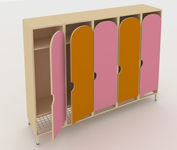 Детский шкаф распашной ШГС5 Беж +Оранжевый + Розовый в Нальчике
