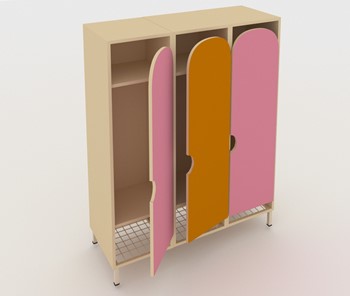Детский шкаф ШГС3 Беж + Розовый + Оранжевый в Нальчике