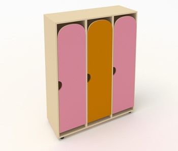 Распашной детский шкаф ШГ3 Беж+Розовый+Оранжевый в Нальчике
