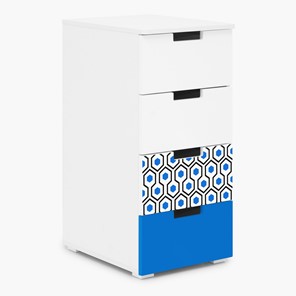 Тумба с ящиками Svogen 4 ящика, сине-белый/соты синие в Нальчике