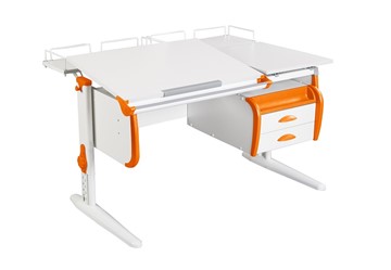 Детский стол-трансформер 1/75-40 (СУТ.25) + Tumba 3 + Polka_z 1/600 (2 шт.) белый/белый/Оранжевый в Нальчике