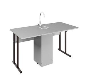 Детский стол 2-местный для кабинета химии Стандарт 5, Пластик Серый/Коричневый в Нальчике