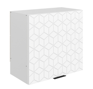 Настенный шкаф Стоун L600 Н566 (1 дв. гл.) с фрезировкой (белый/джелато софттач) в Нальчике