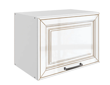 Шкаф на кухню Атланта L500 Н360 (1 дв. гл.) эмаль (белый/белый глянец патина золото) в Нальчике