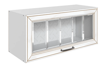 Шкаф на кухню Атланта L800 Н360 (1 дв. рам.) эмаль (белый/белый глянец патина золото) в Нальчике