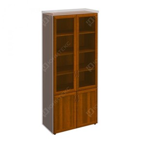 Шкаф для документов со стеклянными дверьми в рамке Мастер, темный орех (90х45х208) МТ 379 в Нальчике