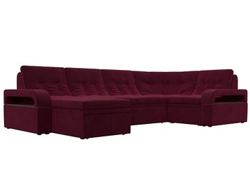 П-образный диван Лига-035, Бордовый (Микровельвет) в Нальчике