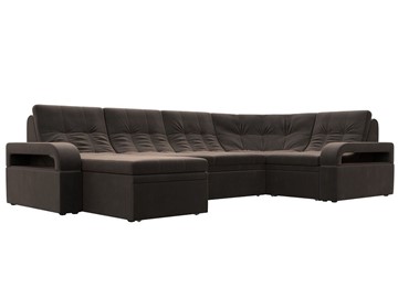 П-образный диван Лига-035, Коричневый (велюр) в Нальчике