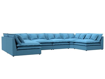 Большой П-образный диван Лига-040, Амур голубой (рогожка) в Нальчике