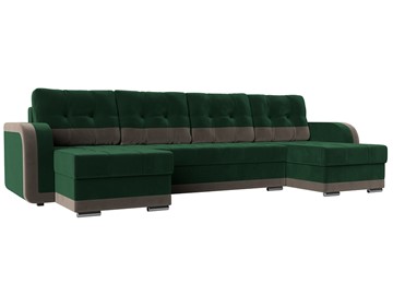 П-образный диван Марсель, Зеленый\Коричневый (велюр) в Нальчике