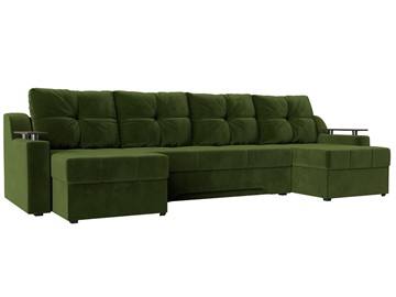 Большой П-образный диван Сенатор, Зеленый (Микровельвет) боннель в Нальчике