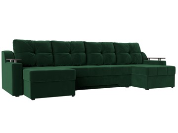 Большой П-образный диван Сенатор, Зеленый (Велюр) боннель в Нальчике