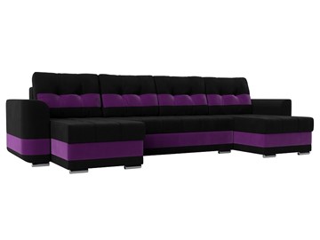 П-образный диван Честер, Черный/фиолетовый (вельвет) в Нальчике