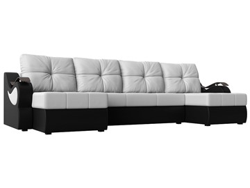 П-образный диван Меркурий П, Белый/черный (экокожа) в Нальчике