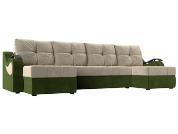 П-образный диван Меркурий П, Бежевый/зеленый (вельвет) в Нальчике