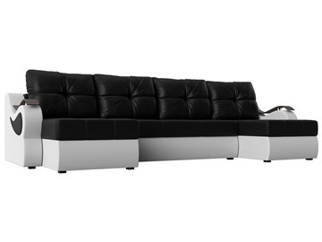 П-образный диван Меркурий П, Черный/белый (экокожа) в Нальчике